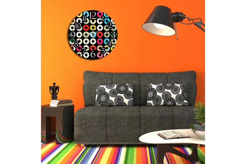 Koristeellinen MDF Seinäkello 40 cm - Monivärinen - Sisustustuotteet - Seinäkoristeet - Kellot