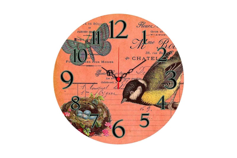 Koristeellinen MDF Seinäkello 40 cm, Monivärinen