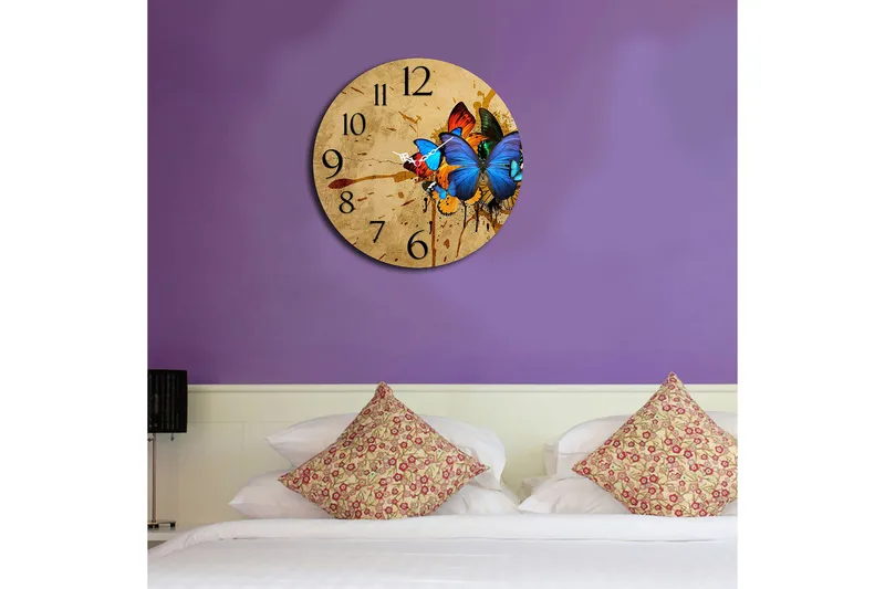 Koristeellinen MDF Seinäkello 40 cm - Monivärinen - Sisustustuotteet - Seinäkoristeet - Kellot