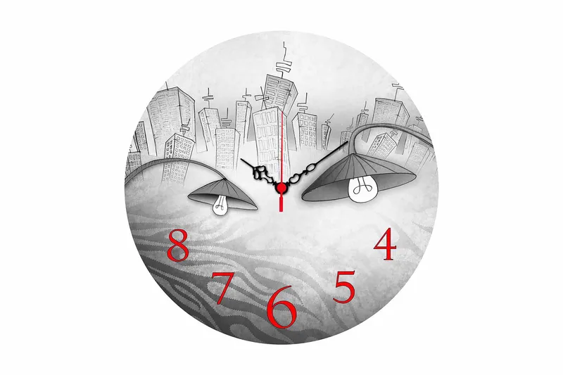 Koristeellinen MDF Seinäkello 40 cm, Monivärinen