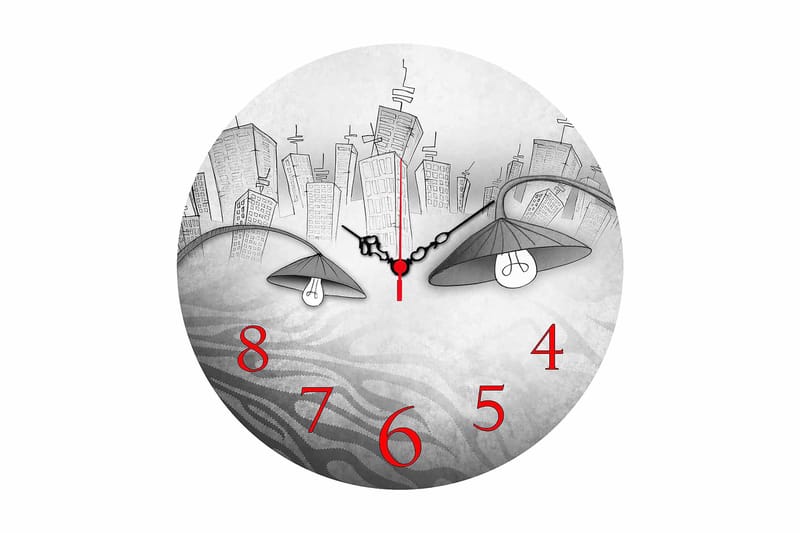 Koristeellinen MDF Seinäkello 40 cm, Monivärinen