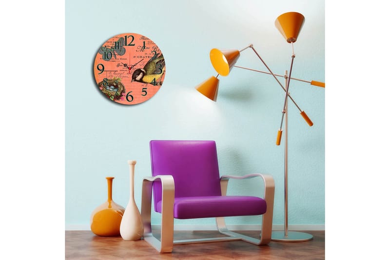 Koristeellinen MDF Seinäkello 40 cm - Monivärinen - Sisustustuotteet - Seinäkoristeet - Kellot