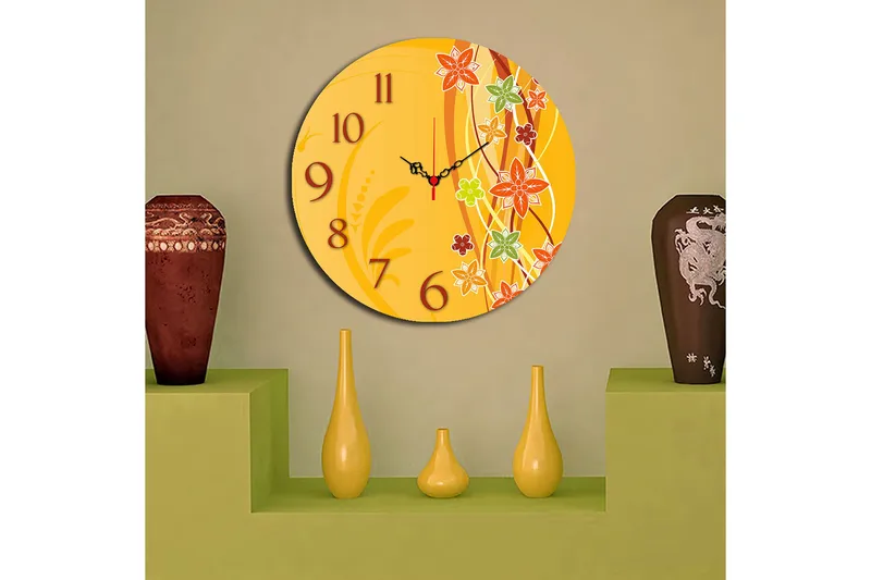 Koristeellinen MDF Seinäkello 40 cm - Monivärinen - Sisustustuotteet - Seinäkoristeet - Kellot