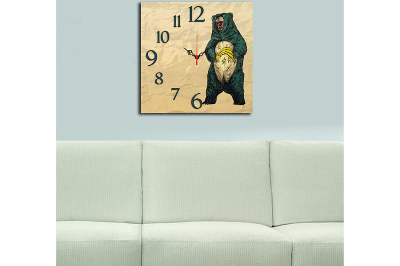 Koristeellinen MDF Seinäkello 40x40 cm - Monivärinen - Sisustustuotteet - Seinäkoristeet - Kellot