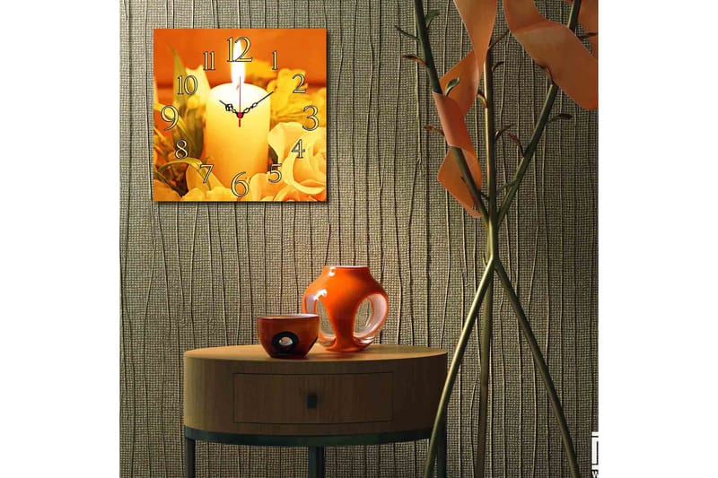 Koristeellinen MDF Seinäkello 40x40 cm - Monivärinen - Sisustustuotteet - Seinäkoristeet - Kellot