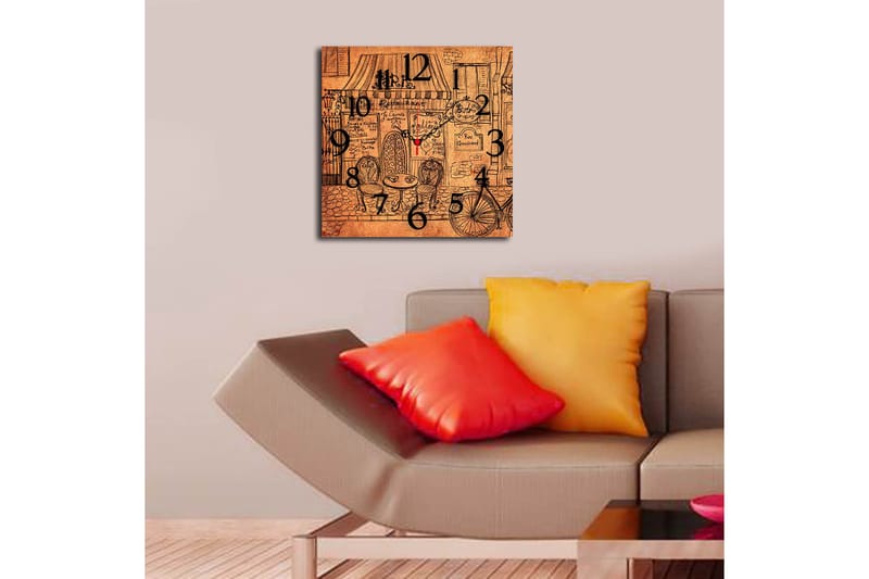 Koristeellinen MDF Seinäkello 40x40 cm - Monivärinen - Sisustustuotteet - Seinäkoristeet - Kellot