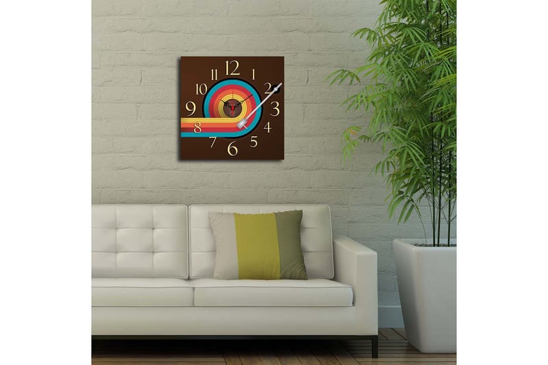 Koristeellinen MDF Seinäkello 40x40 cm - Monivärinen - Sisustustuotteet - Seinäkoristeet - Kellot