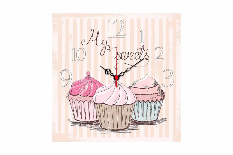 Koristeellinen MDF Seinäkello 40x40 cm, Monivärinen