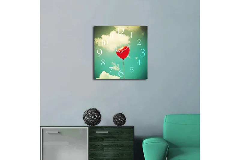 Koristeellinen MDF Seinäkello 40x40 cm - Monivärinen - Sisustustuotteet - Seinäkoristeet - Kellot