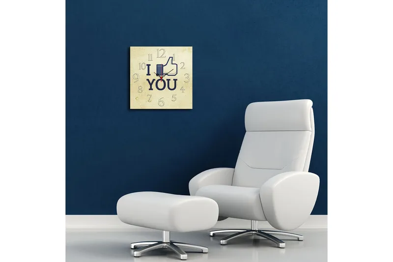 Koristeellinen MDF Seinäkello 40x40 cm - Monivärinen - Sisustustuotteet - Seinäkoristeet - Kellot