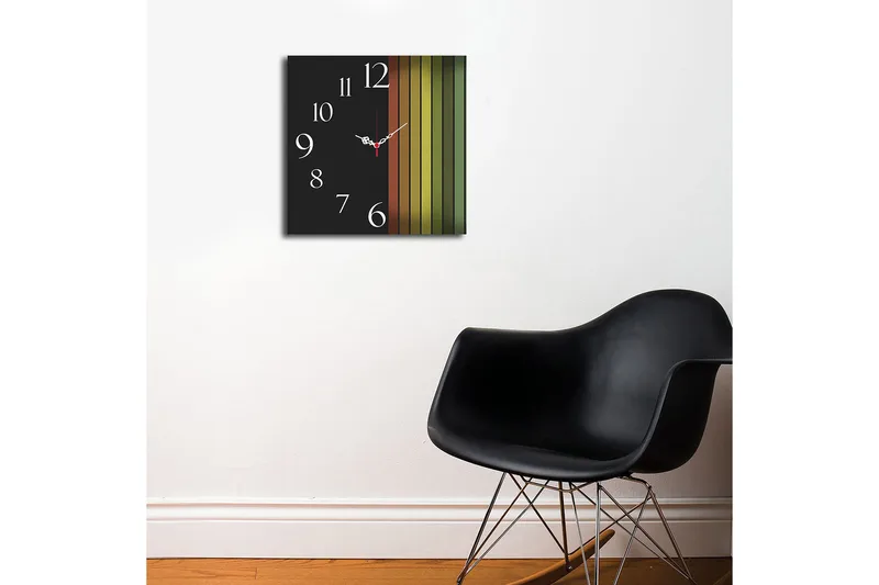 Koristeellinen MDF Seinäkello 40x40 cm - Monivärinen - Sisustustuotteet - Seinäkoristeet - Kellot