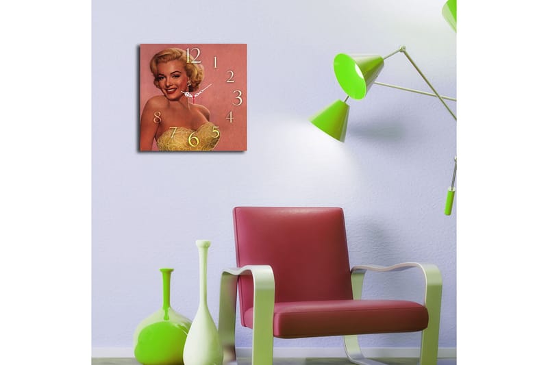 Koristeellinen MDF Seinäkello 40x40 cm - Monivärinen - Sisustustuotteet - Seinäkoristeet - Kellot