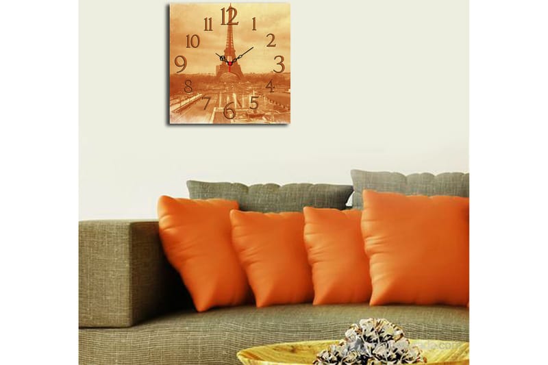 Koristeellinen MDF Seinäkello 40x40 cm - Monivärinen - Sisustustuotteet - Seinäkoristeet - Kellot