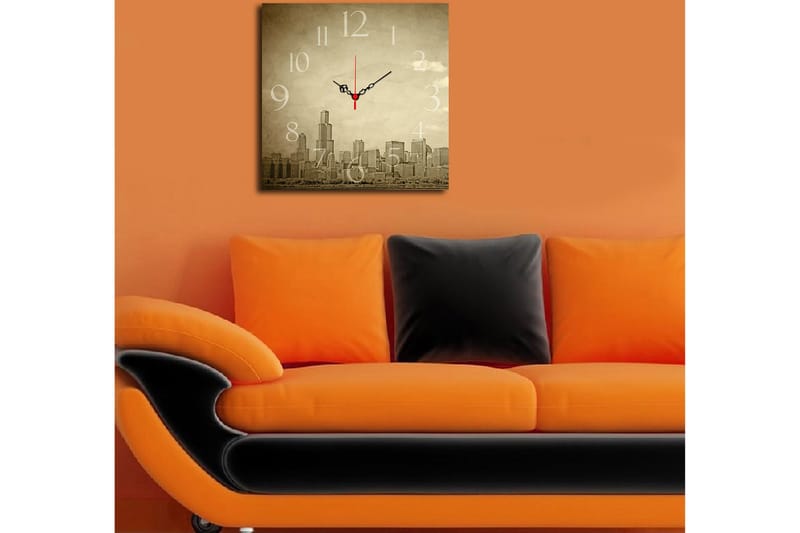 Koristeellinen MDF Seinäkello 40x40 cm - Monivärinen - Sisustustuotteet - Seinäkoristeet - Kellot