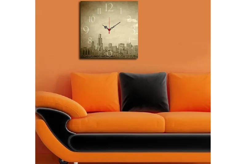 Koristeellinen MDF Seinäkello 40x40 cm - Monivärinen - Sisustustuotteet - Seinäkoristeet - Kellot