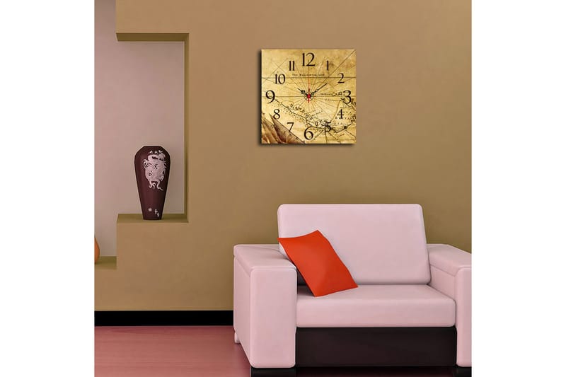 Koristeellinen MDF Seinäkello 40x40 cm - Monivärinen - Sisustustuotteet - Seinäkoristeet - Kellot
