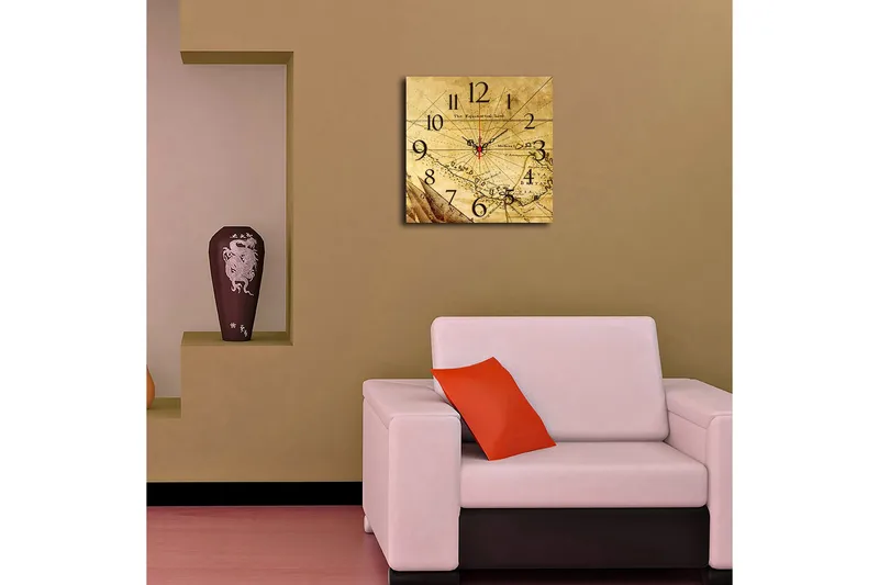 Koristeellinen MDF Seinäkello 40x40 cm - Monivärinen - Sisustustuotteet - Seinäkoristeet - Kellot