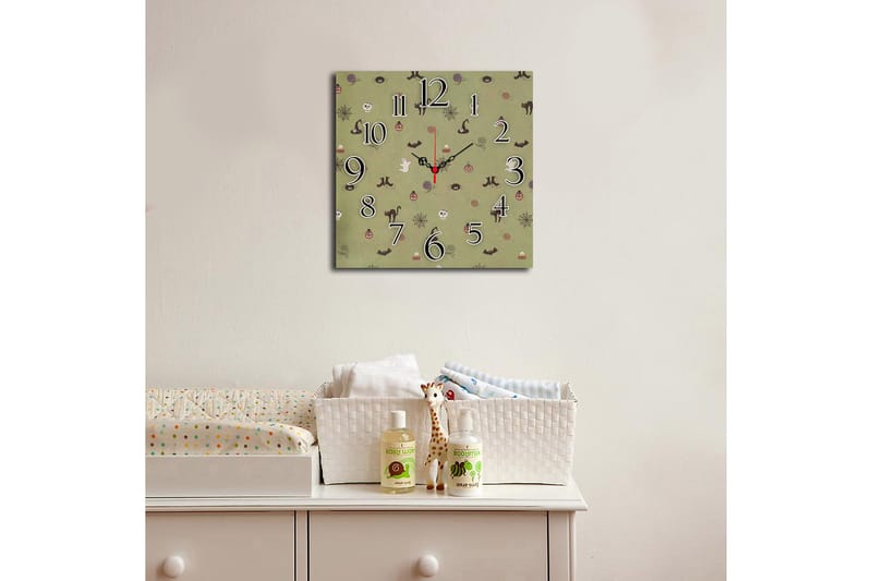 Koristeellinen MDF Seinäkello 40x40 cm - Monivärinen - Sisustustuotteet - Seinäkoristeet - Kellot