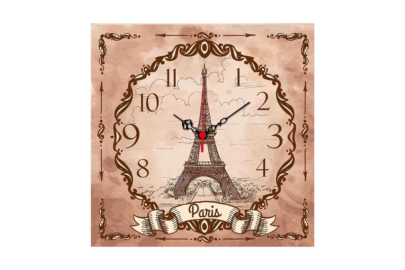 Koristeellinen MDF Seinäkello 40x40 cm, Monivärinen