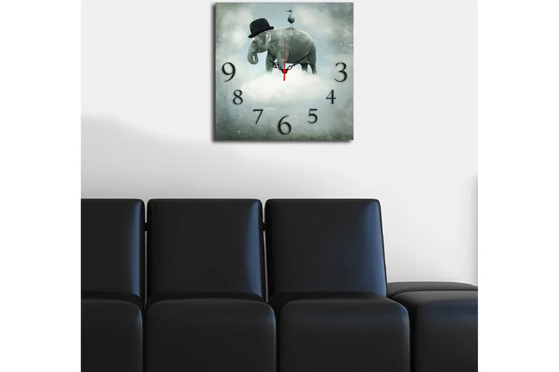 Koristeellinen MDF Seinäkello 40x40 cm - Monivärinen - Sisustustuotteet - Seinäkoristeet - Kellot