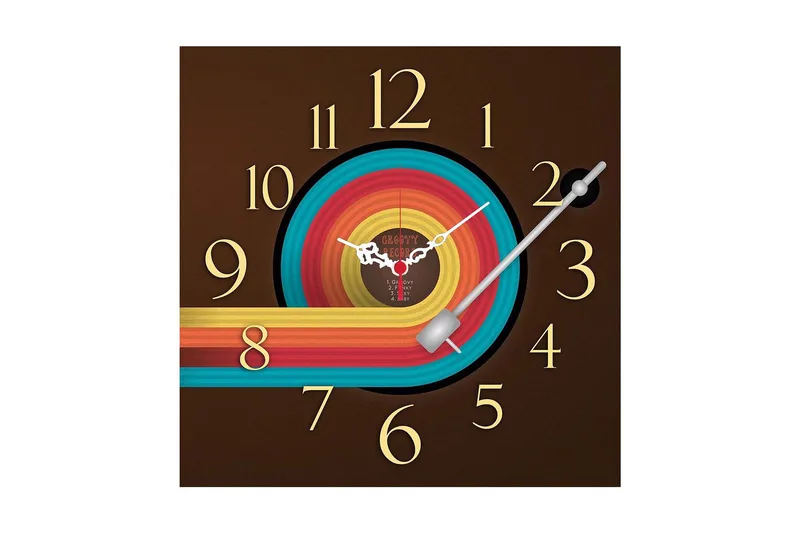 Koristeellinen MDF Seinäkello 40x40 cm, Monivärinen