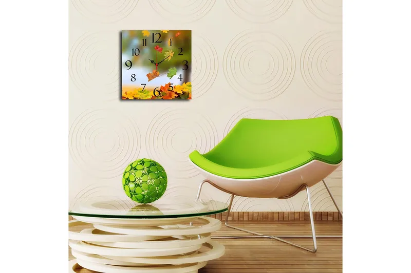 Koristeellinen MDF Seinäkello 40x40 cm - Monivärinen - Sisustustuotteet - Seinäkoristeet - Kellot