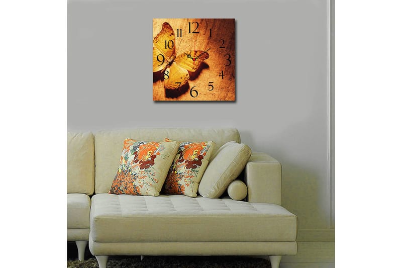 Koristeellinen MDF Seinäkello 40x40 cm - Monivärinen - Sisustustuotteet - Seinäkoristeet - Kellot