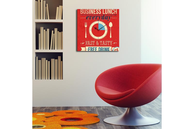 Koristeellinen MDF Seinäkello 40x40 cm - Monivärinen - Sisustustuotteet - Seinäkoristeet - Kellot