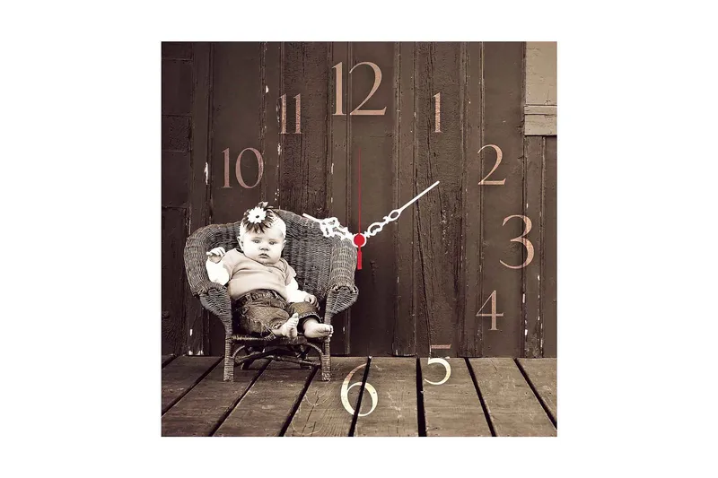 Koristeellinen MDF Seinäkello 40x40 cm, Monivärinen