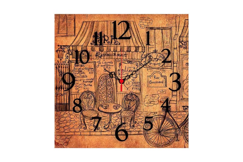 Koristeellinen MDF Seinäkello 40x40 cm, Monivärinen