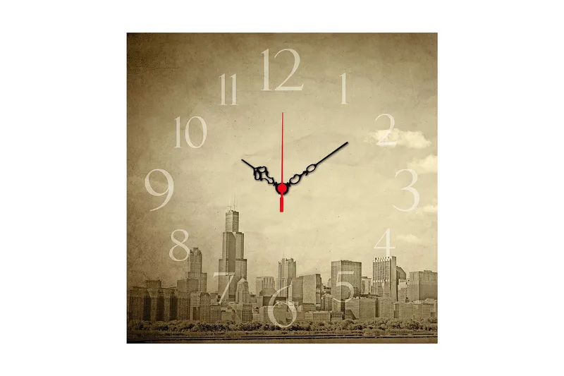 Koristeellinen MDF Seinäkello 40x40 cm, Monivärinen