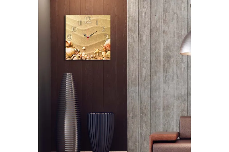 Koristeellinen MDF Seinäkello 40x40 cm - Monivärinen - Sisustustuotteet - Seinäkoristeet - Kellot