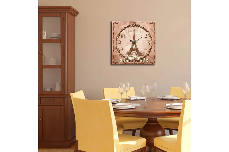 Koristeellinen MDF Seinäkello 40x40 cm - Monivärinen - Sisustustuotteet - Seinäkoristeet - Kellot