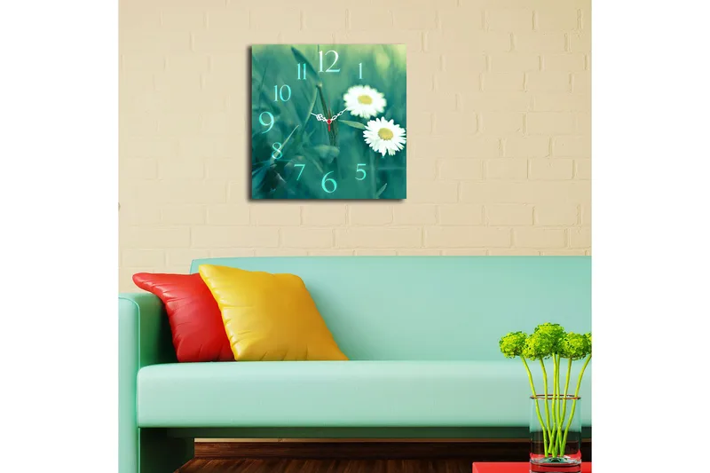 Koristeellinen MDF Seinäkello 40x40 cm - Monivärinen - Sisustustuotteet - Seinäkoristeet - Kellot