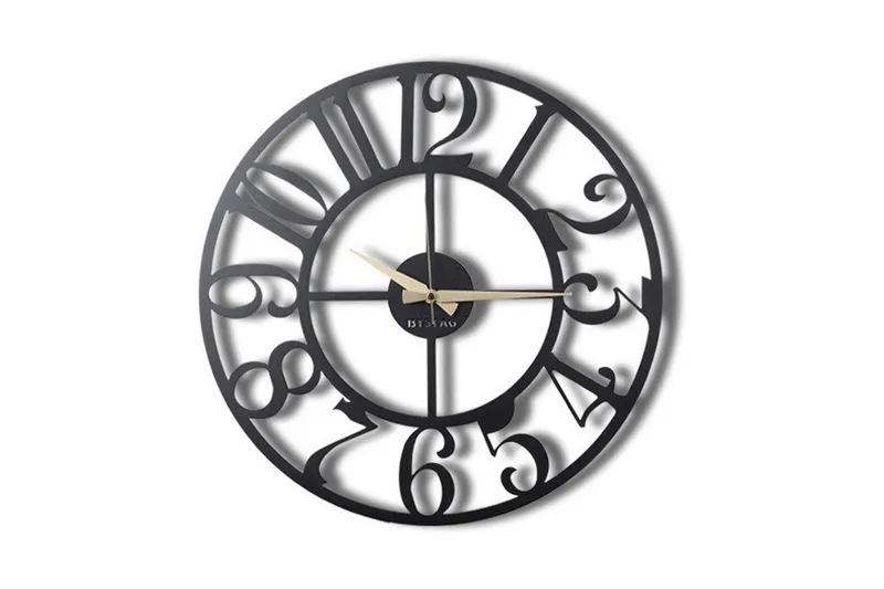 Koristeellinen Seinäkello Metalli, Musta