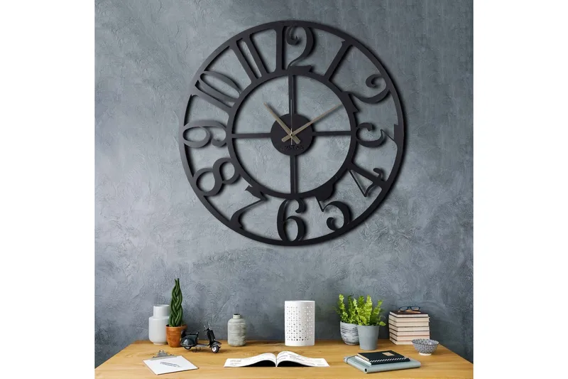 Koristeellinen Seinäkello Metalli - Musta - Sisustustuotteet - Seinäkoristeet - Kellot