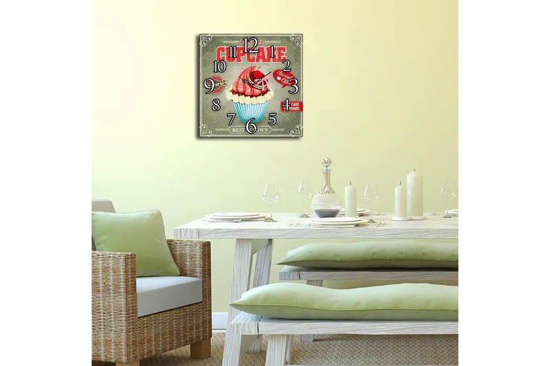 Koristekello Tezeren 40x40 cm Kitchen - Monivärinen - Sisustustuotteet - Seinäkoristeet - Kellot