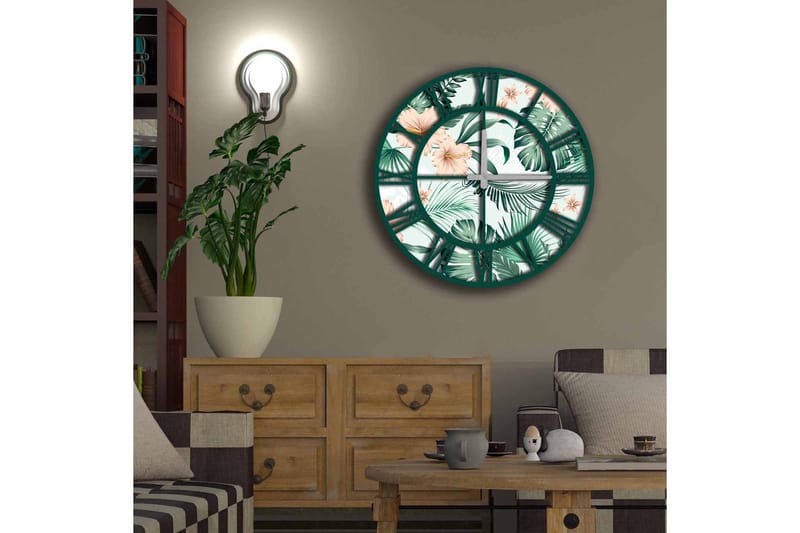 Koristekello Tezeren 50 cm Pyöreä Floral - Monivärinen - Sisustustuotteet - Seinäkoristeet - Kellot