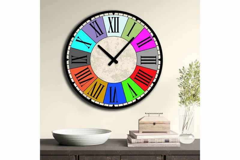 Koristekello Tezeren 50 cm Pyöreä - Monivärinen - Sisustustuotteet - Seinäkoristeet - Kellot