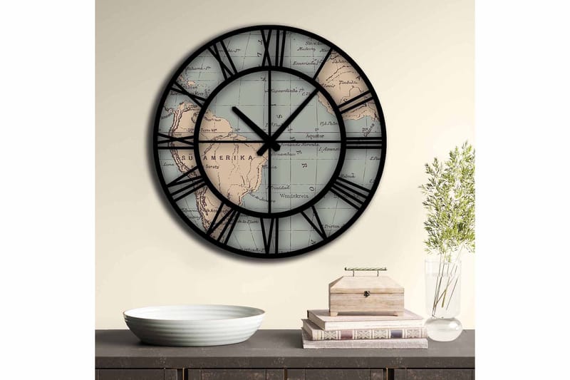 Koristekello Tezeren 50 cm Pyöreä - Monivärinen - Sisustustuotteet - Seinäkoristeet - Kellot