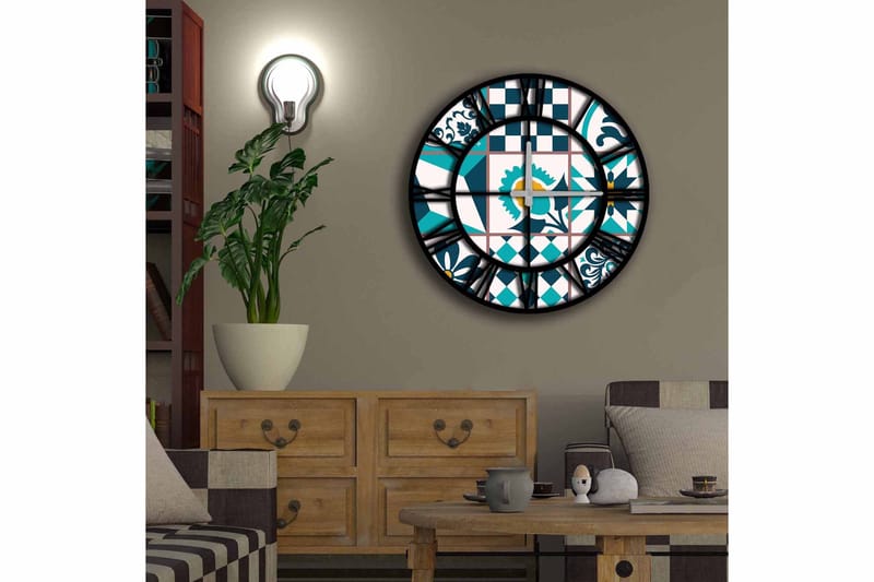 Koristekello Tezeren 50 cm Pyöreä - Monivärinen - Sisustustuotteet - Seinäkoristeet - Kellot