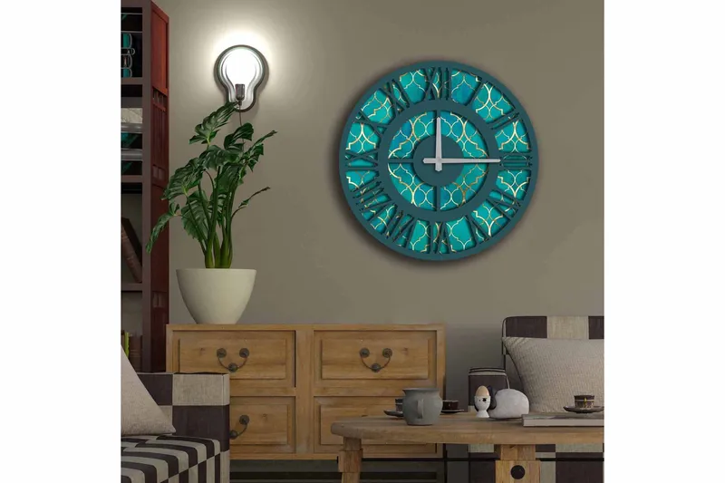 Koristekello Tezeren 50 cm Pyöreä - Monivärinen - Sisustustuotteet - Seinäkoristeet - Kellot