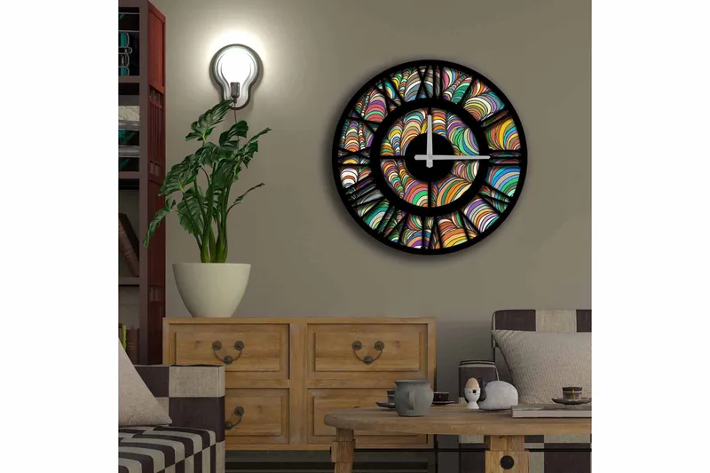 Koristekello Tezeren 50 cm Pyöreä - Monivärinen - Sisustustuotteet - Seinäkoristeet - Kellot