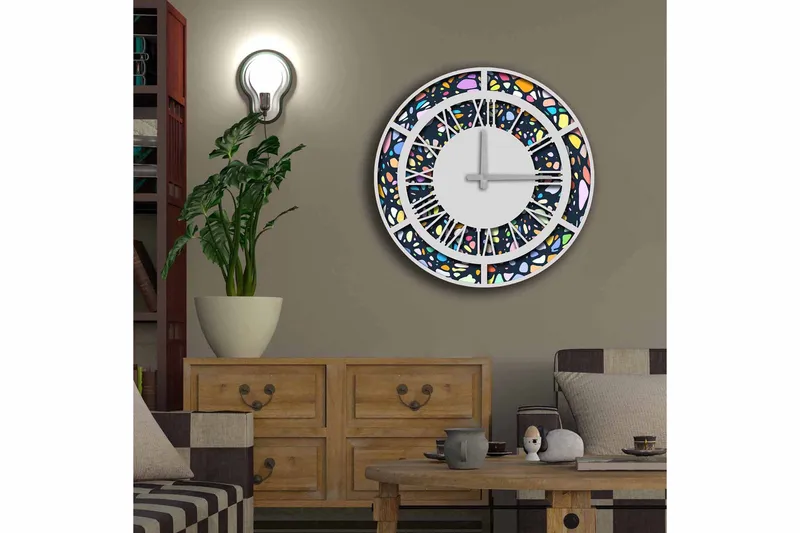 Koristekello Tezeren 50 cm Pyöreä - Monivärinen - Sisustustuotteet - Seinäkoristeet - Kellot