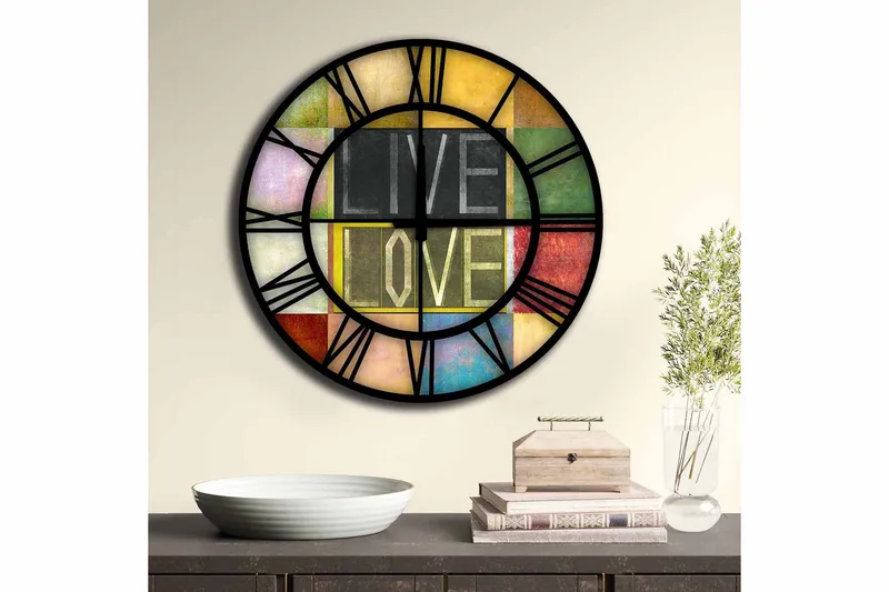 Koristekello Tezeren 50 cm Pyöreä - Monivärinen - Sisustustuotteet - Seinäkoristeet - Kellot