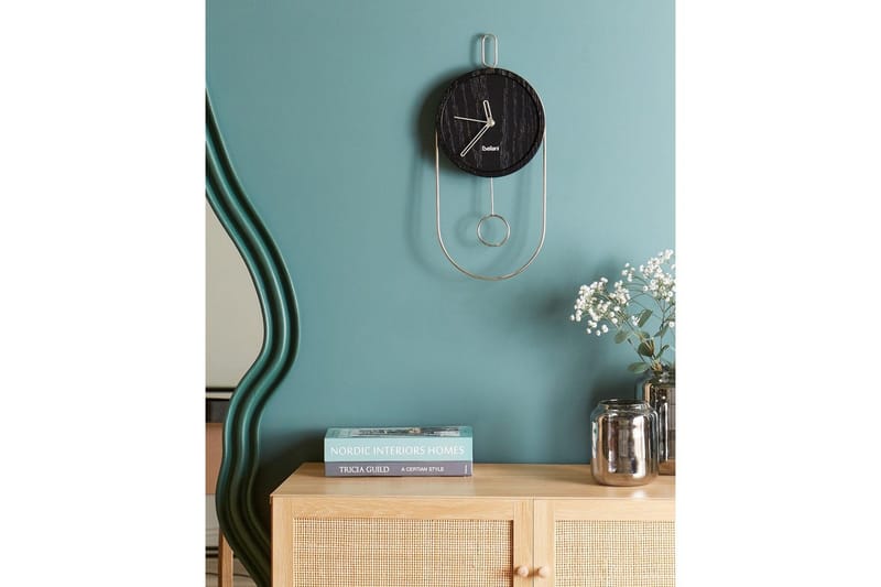 Pendelur Beliani Sierre Ljus trä/svart Black||Silver - Sisustustuotteet - Seinäkoristeet - Kellot - Seinäkellon koneisto