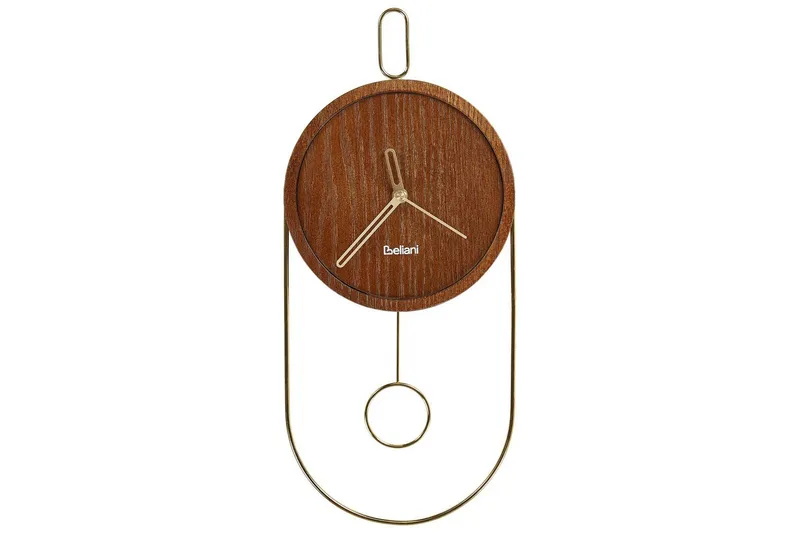 Pendelur Beliani Sierre Ljus trä/svart Dark colored wood||GOLD - Sisustustuotteet - Seinäkoristeet - Kellot - Seinäkellon koneisto