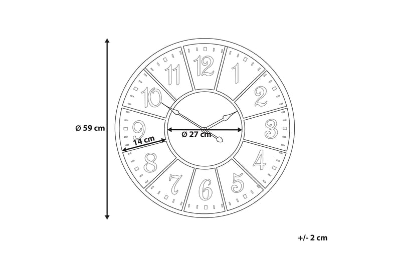 Seinäkello Boswil 59 cm - Monivärinen - Sisustusesineet - Kellot