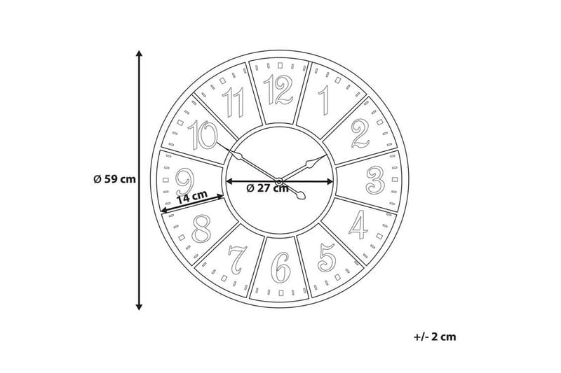 Seinäkello Boswil 59 cm - Monivärinen - Sisustustuotteet - Seinäkoristeet - Kellot