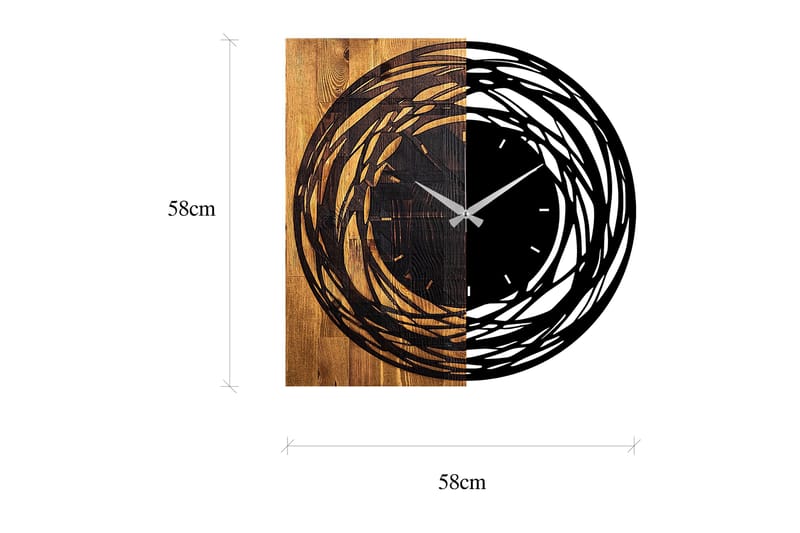 Seinäkello Draai Abstrakti - Musta/Vaalea Pähkinä - Sisustustuotteet - Seinäkoristeet - Kellot